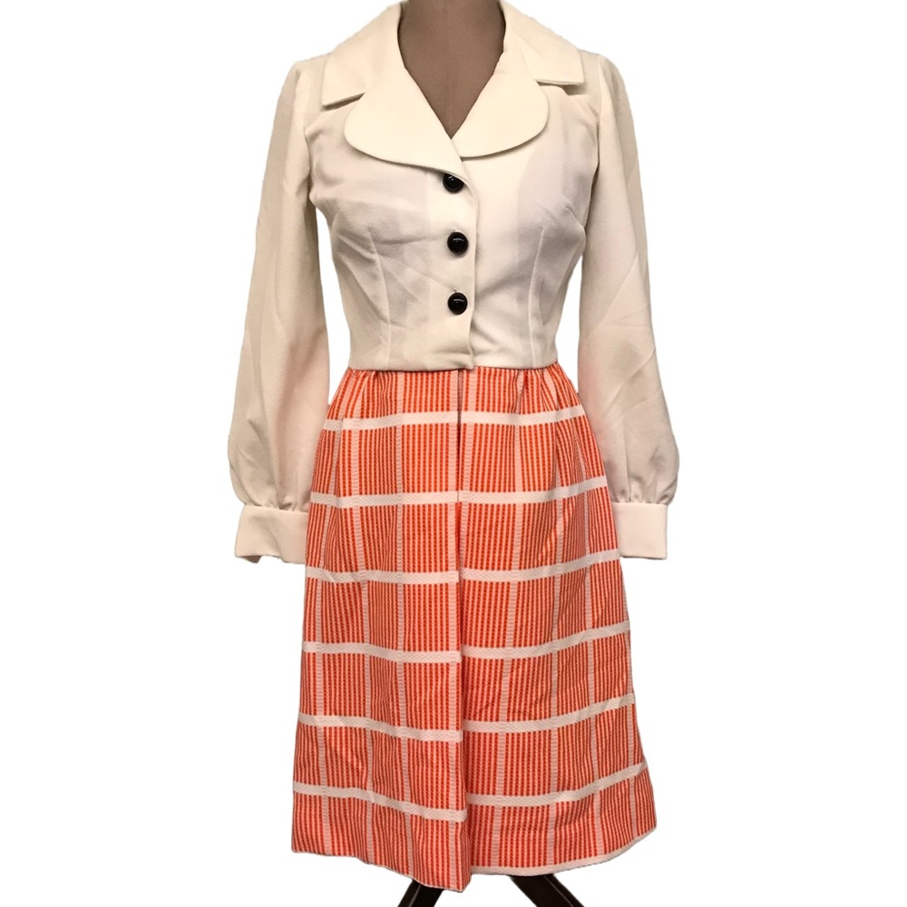 1960s mod collar Vintage Mr Fine dress with orange plaid